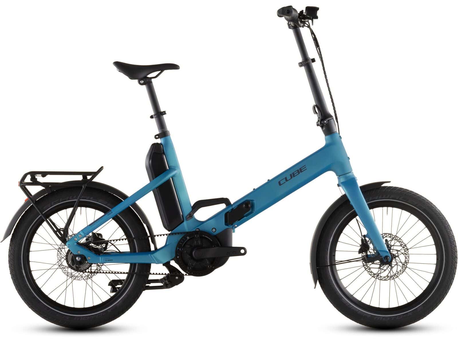 E-Bike Cube Fold Hybrid Comfort 545 mit Akku und Gepäckträger.